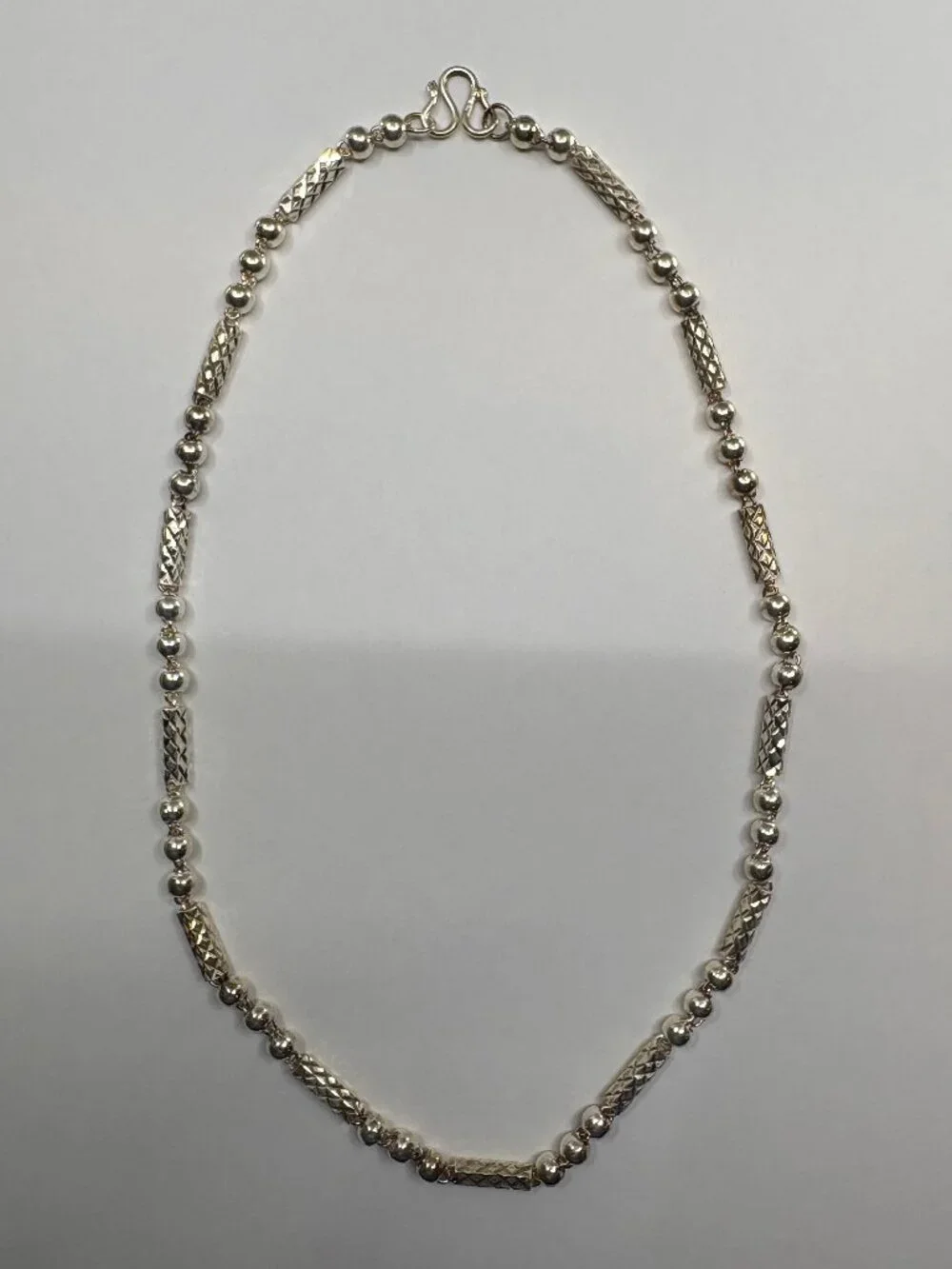 925 Sterling Silver Beaded Chain Necklace 21.6